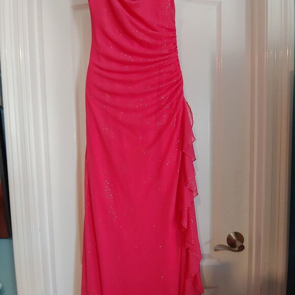 City Triangle Long Sparkly Whimsical Square Neck Dress Watermelon S Y2k 90s - Picture 8 of 10